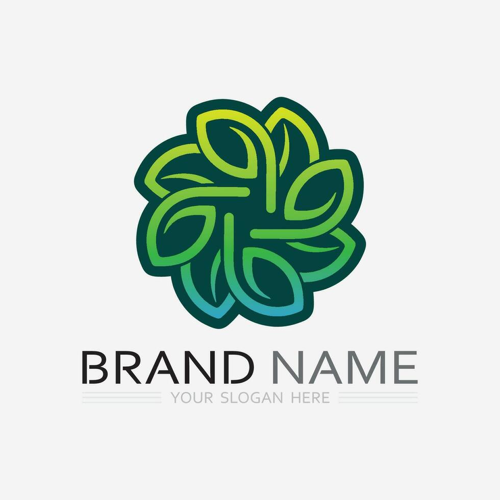 Gardening logo with shovel icon and tree with green leaves logo template. vector