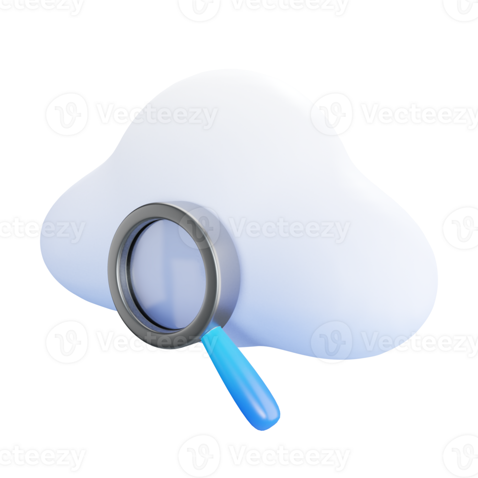 Cloud seach icon transparent backgrounds 3d rendering png