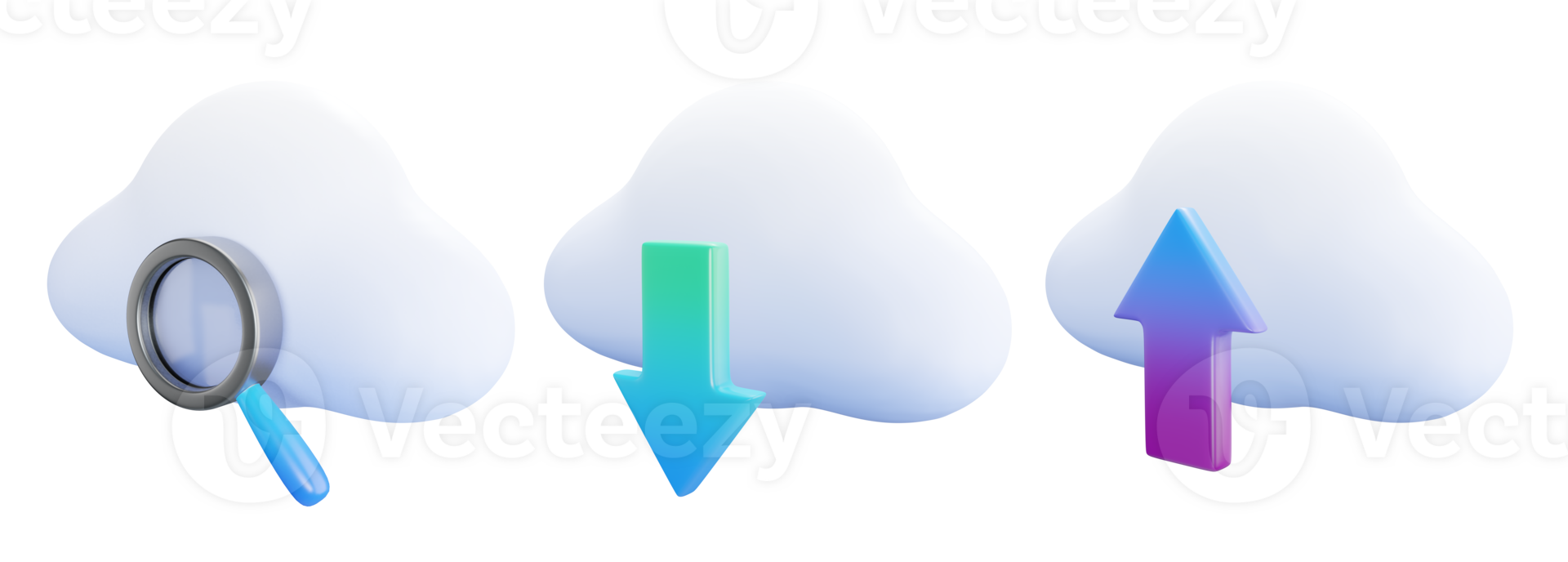 icône ensemble, recherche, Télécharger télécharger dans le nuage 3d illustration png