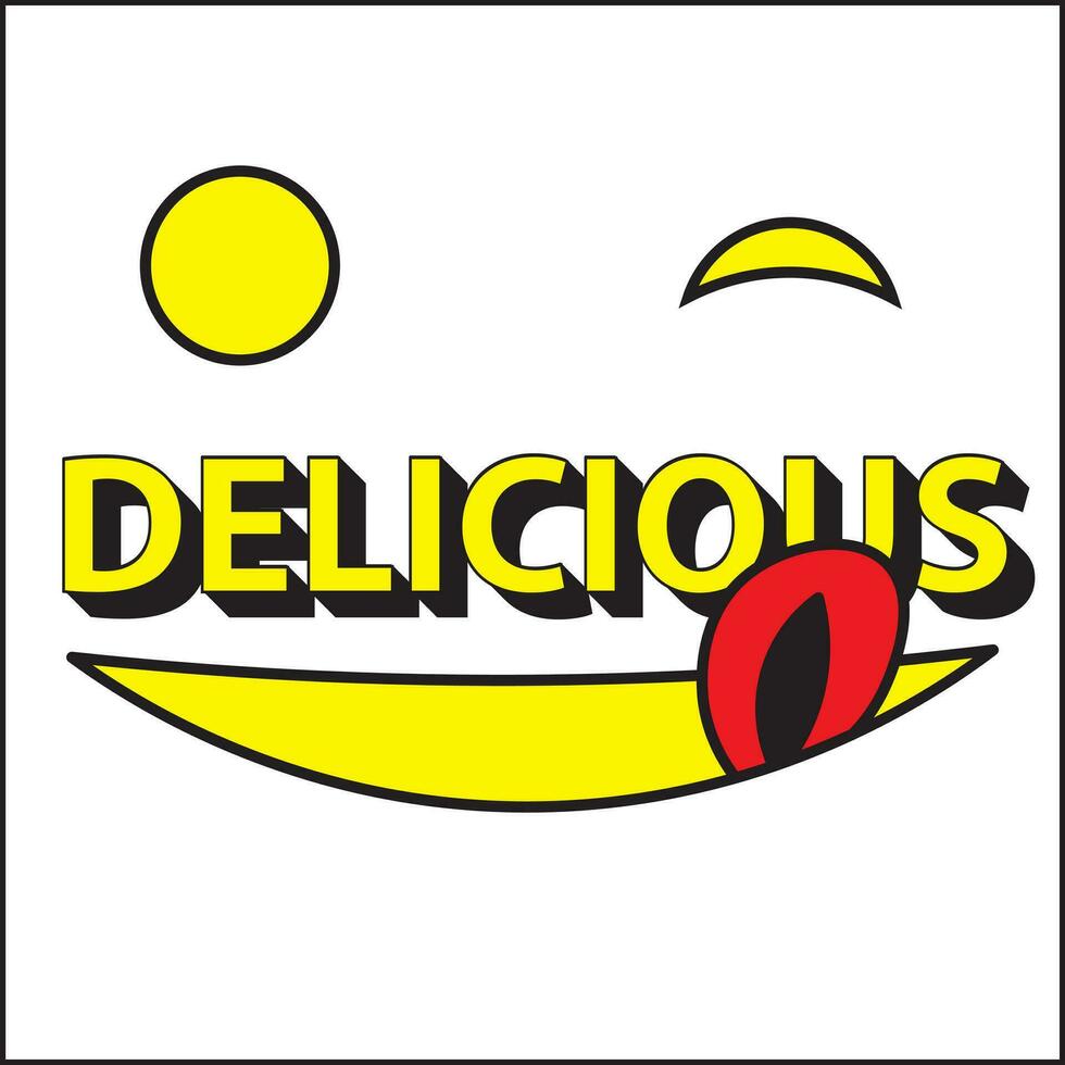 Delicious illustration vector design with happy face. suitable for logos, icons, t-shirt designs, stickers, websites, concepts, posters, advertisements, companies.