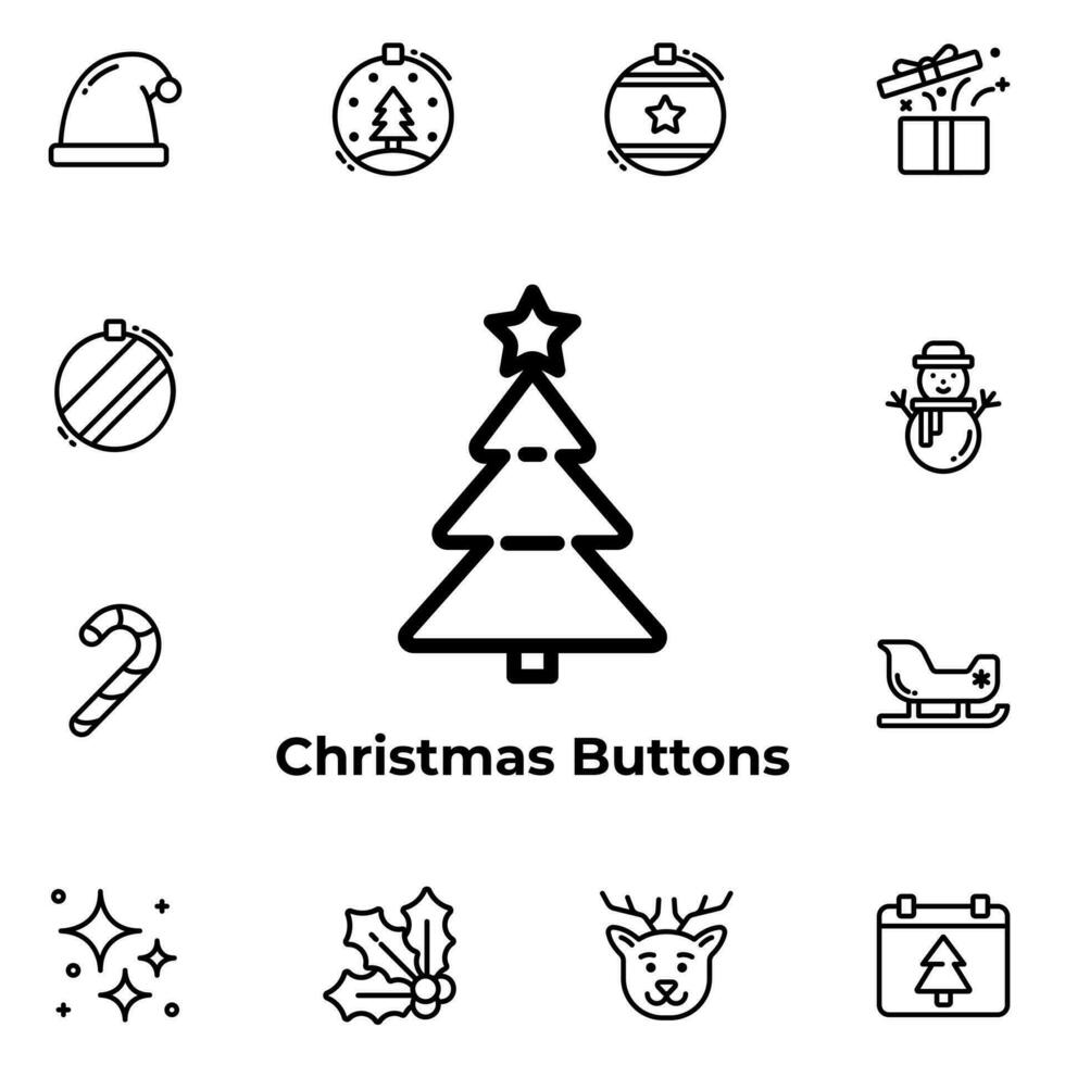 Vector Graphic of Christmas Buttons. Good for user interface, new application, etc.
