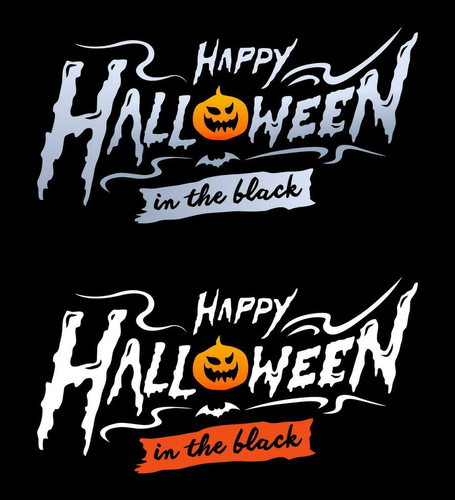 Set of Hand drawn halloween lettering logo vector