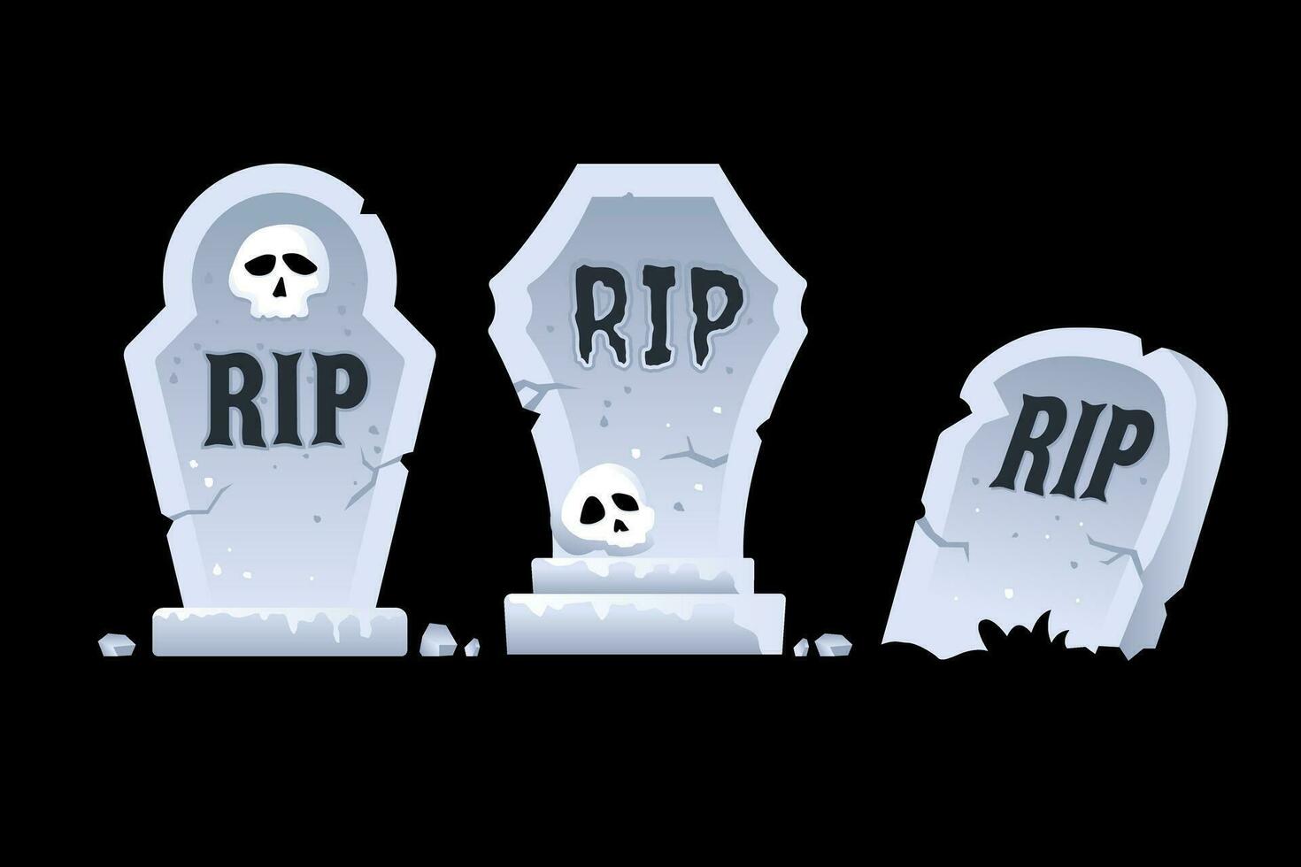 Set of Halloween Rip Grave with skull vector