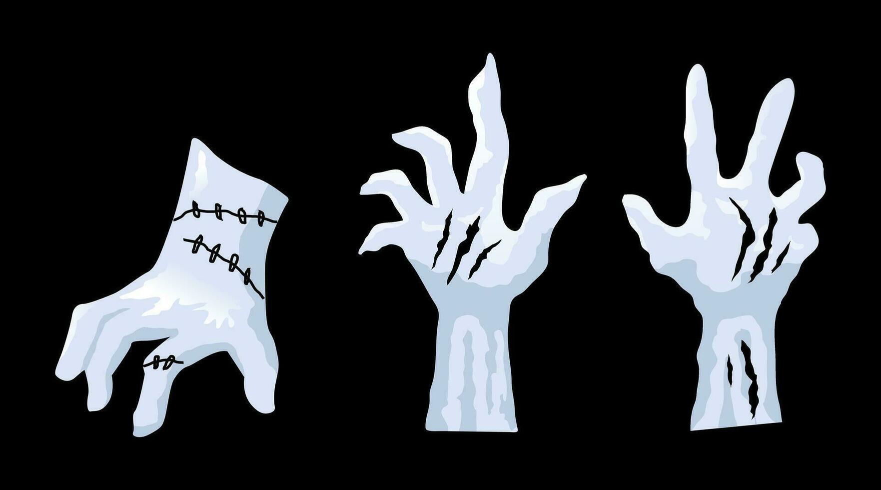 Set of zombie hand illustration vector