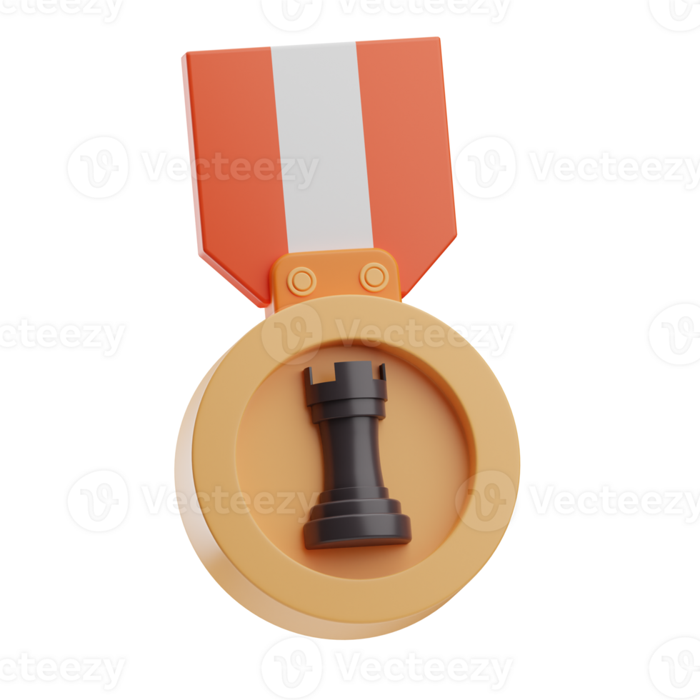 chess object medal illustration 3d png