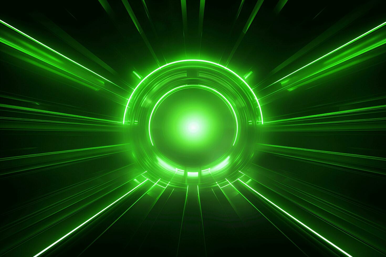 Abstract neon green background, cyber space, parallel universe, lines, stripes, glow. AI generated photo