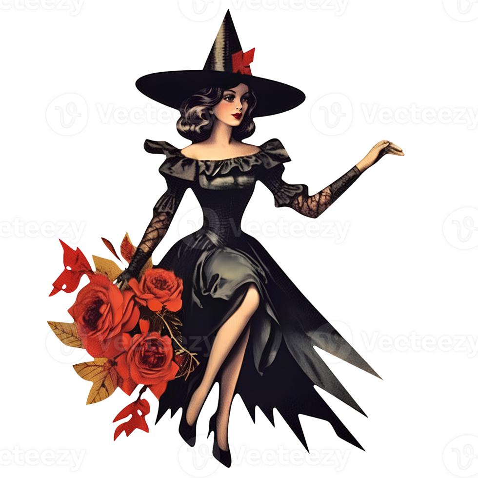 witch vintage halloween ai generate png