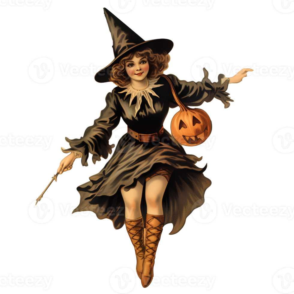 witch vintage halloween ai generate png
