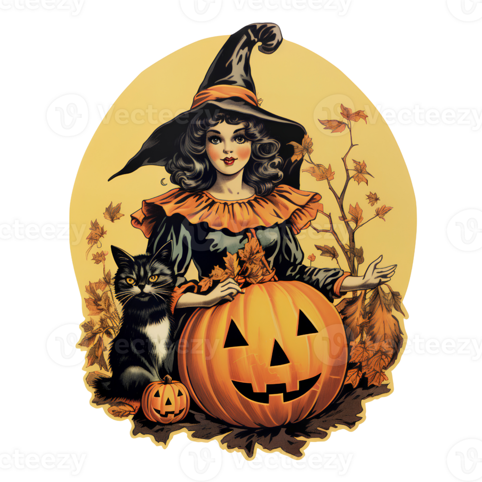 witch vintage halloween ai generate png