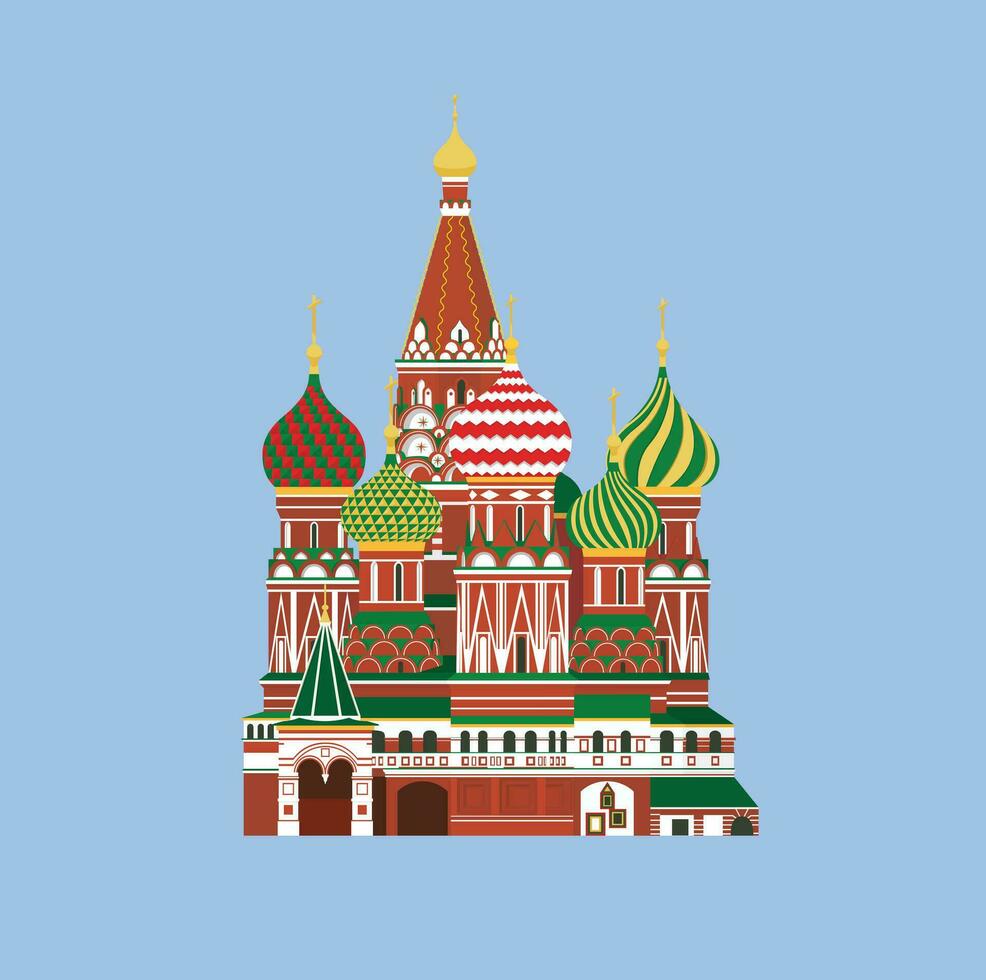 St. Basil's Cathedral Moscow Russia vector illustration. Church in Red Square. Tourism concept. World famous landmarks.