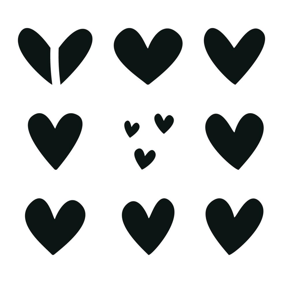 plano vector silueta ilustraciones de corazones