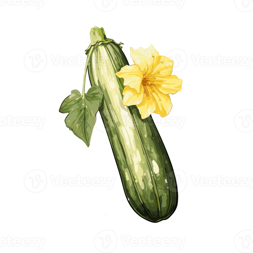 Zucchini watercolor illustration, Vegetable isolated on transparent background, AI Generative png