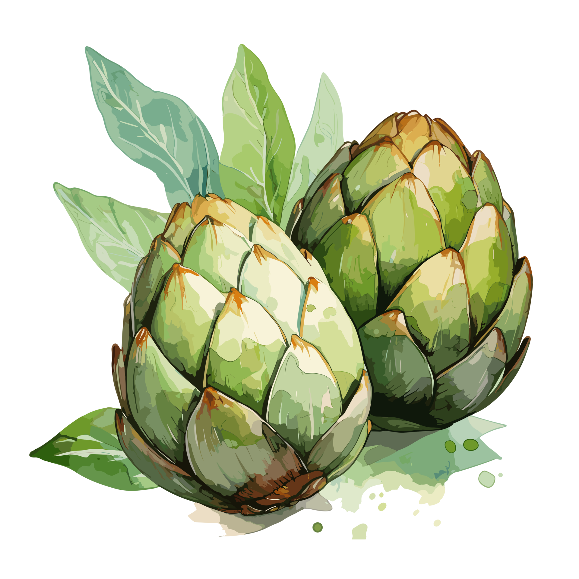 Artichoke watercolor illustration, Vegetable isolated on transparent ...