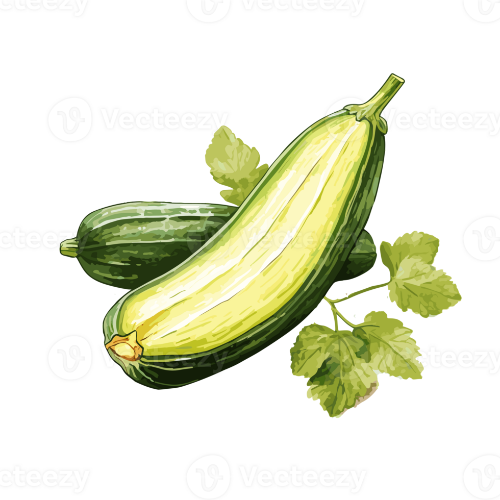 Zucchini watercolor illustration, Vegetable isolated on transparent background, AI Generative png