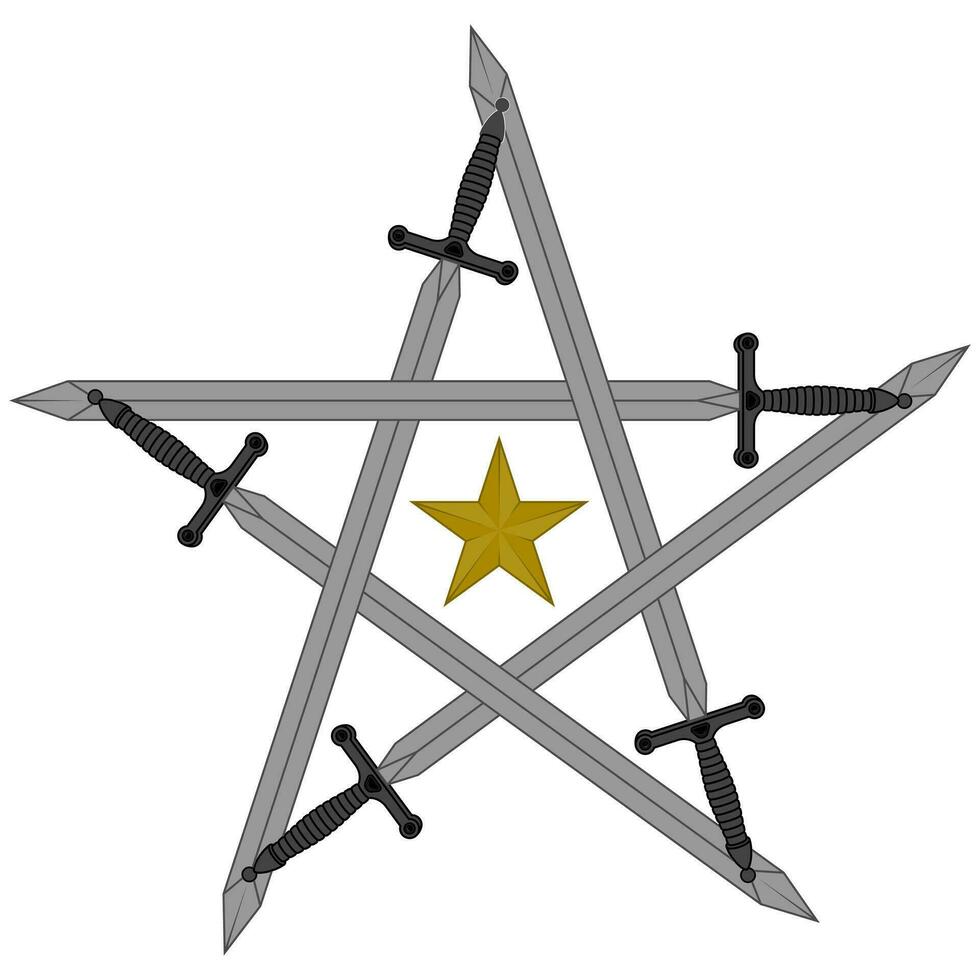 europeo medieval espada vector diseño, antiguo espadas formando un estrella