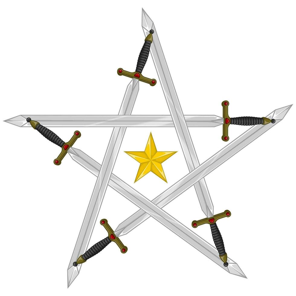 europeo medieval espada vector diseño, antiguo espadas formando un estrella