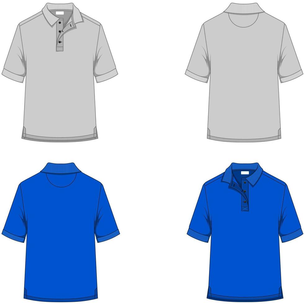 Mockup vector design of short sleeve polo t-shirt, menswear