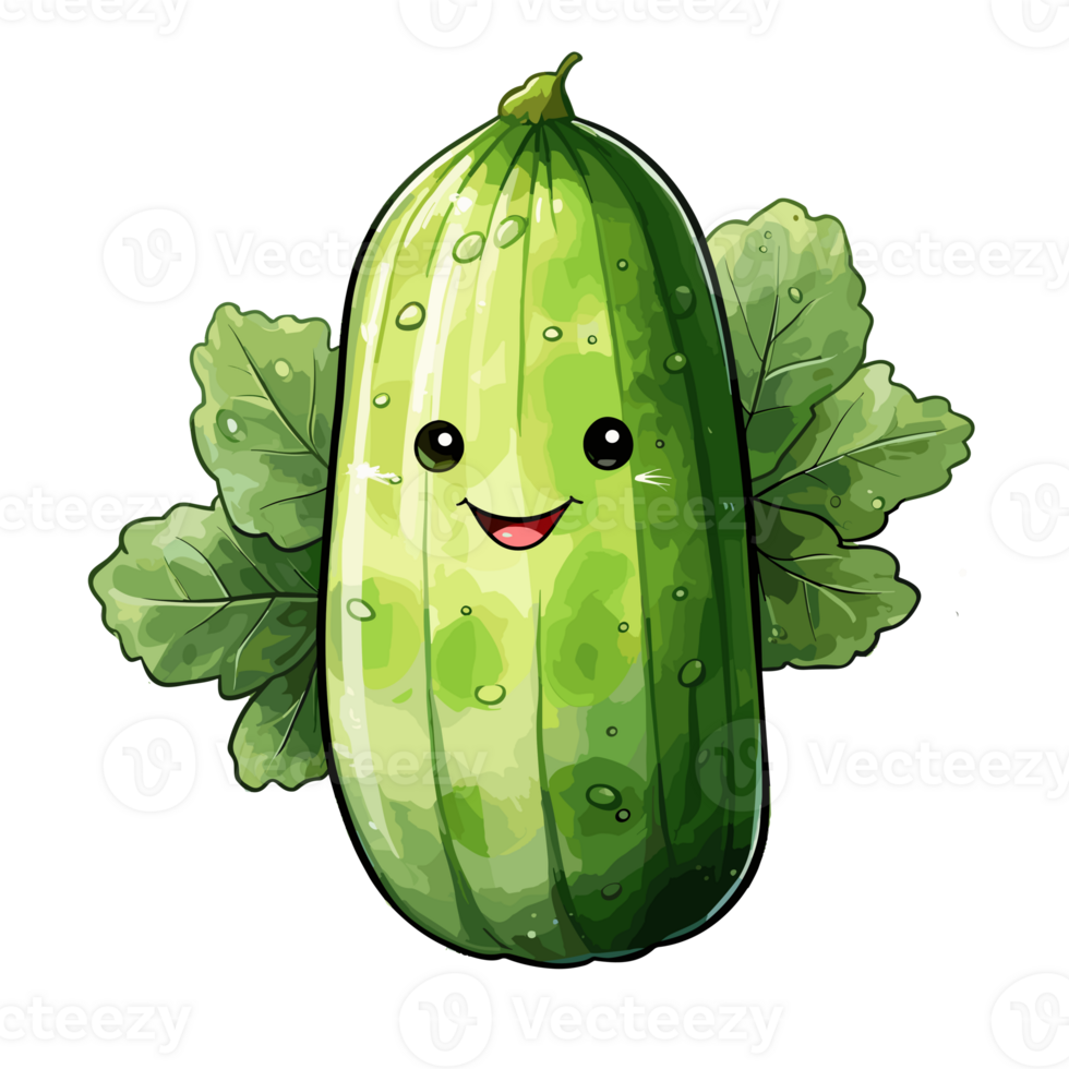 Cucumber watercolor illustration, Vegetable isolated on transparent background, AI Generative png
