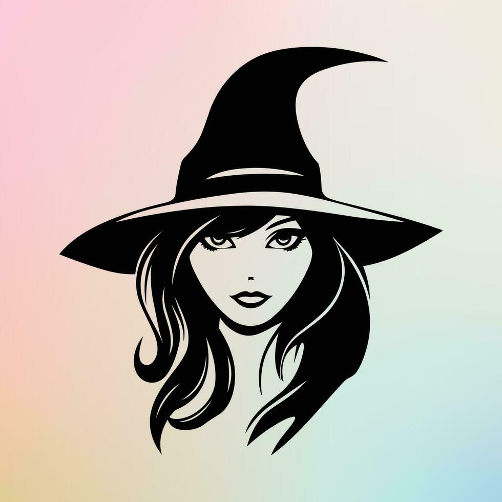 Witch Hat and Hair on Teal Background vector
