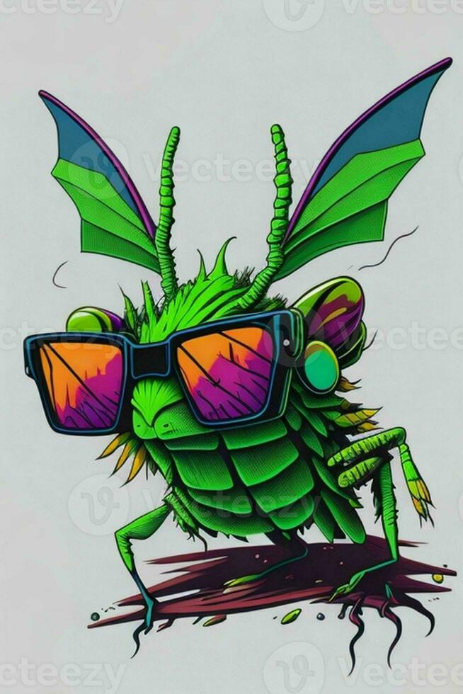 A detailed illustration of a Grasshopper for a t-shirt design, wallpaper and fashion photo