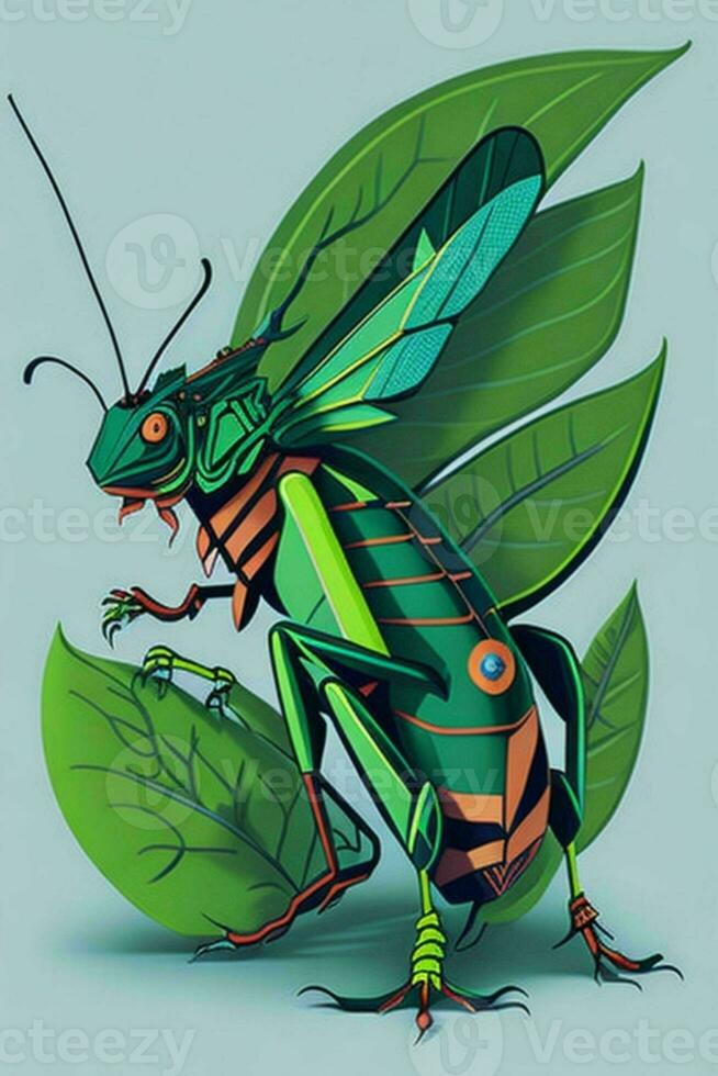 A detailed illustration of a Grasshopper for a t-shirt design, wallpaper and fashion photo