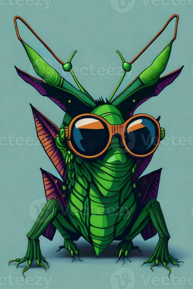 A detailed illustration of a Grasshopper for a t-shirt design, wallpaper and fashion photo