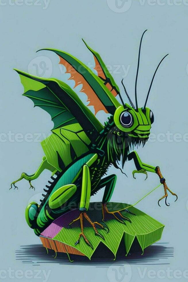 A detailed illustration of a Grasshopper for a t-shirt design, wallpaper and fashion photo