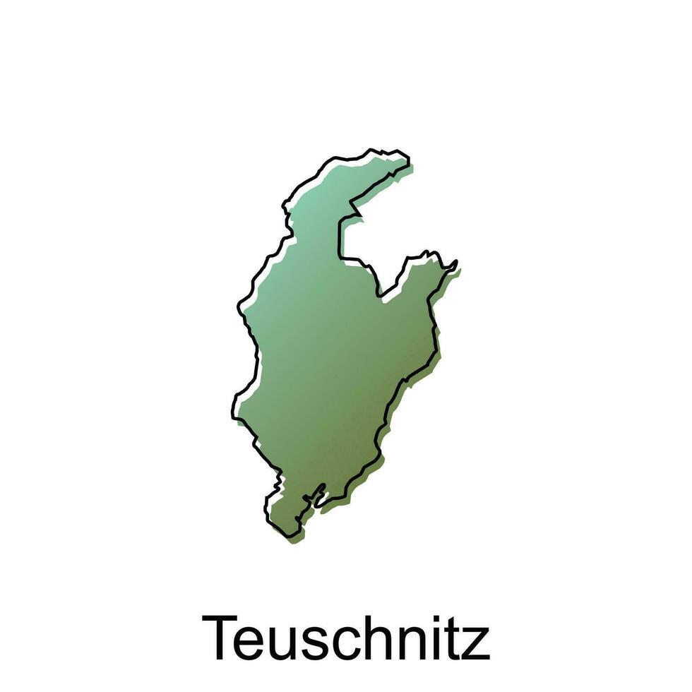 Map of Teuschnitz illustration design with black outline on white background, design template suitable for your company vector