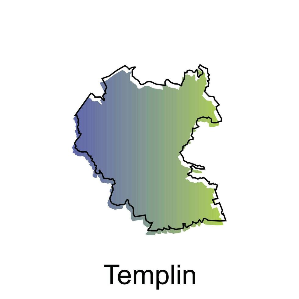 Map of Templin illustration design with black outline on white background, design template suitable for your company vector