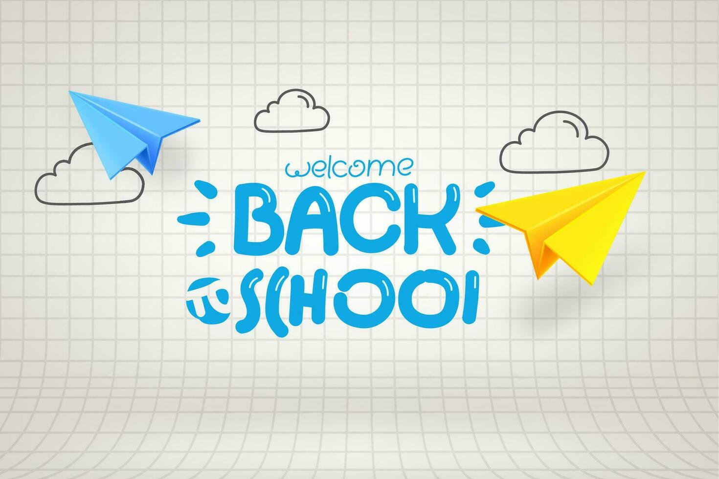 Back to school concept with paper planes. 3d vector illustration