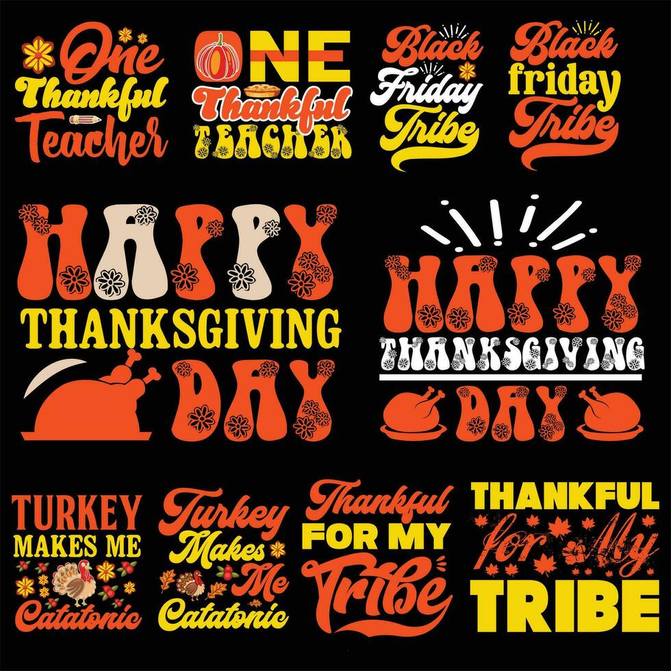 Thanksgiving day design for t-shirt, cards, frame artwork, phone cases, bags, mugs, stickers, tumblers, print etc. vector