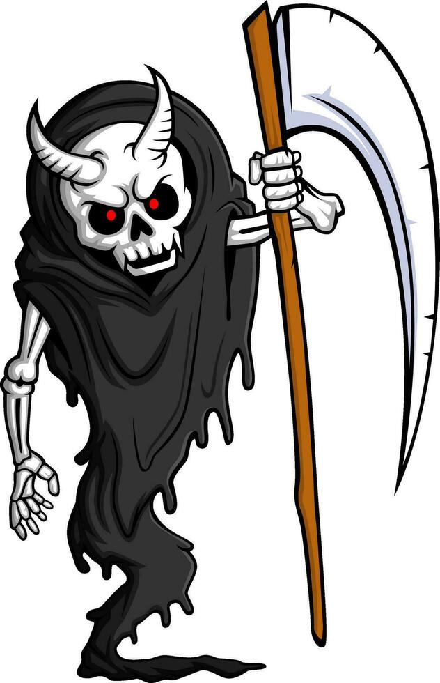 Cartoon character of spooky grim reaper on white background vector