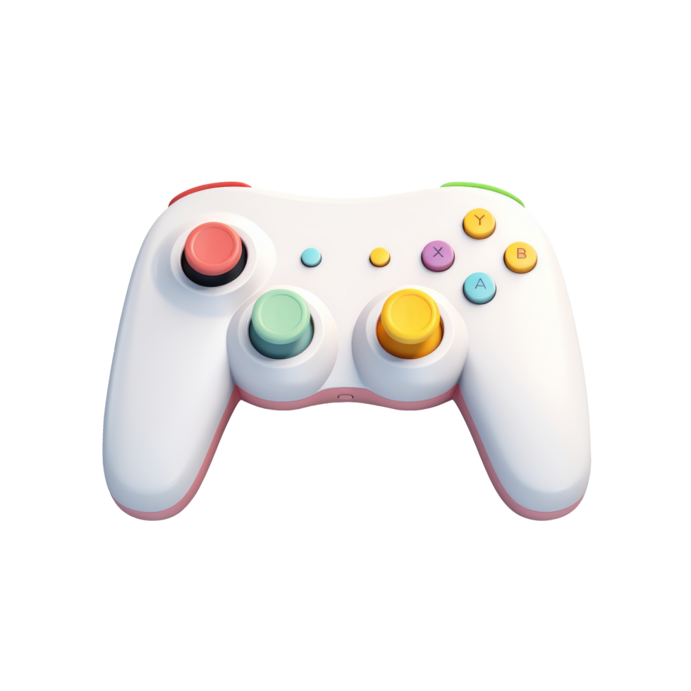 Video game controller shown as a simple 3D image, it looks like a joystick in 3D form. png