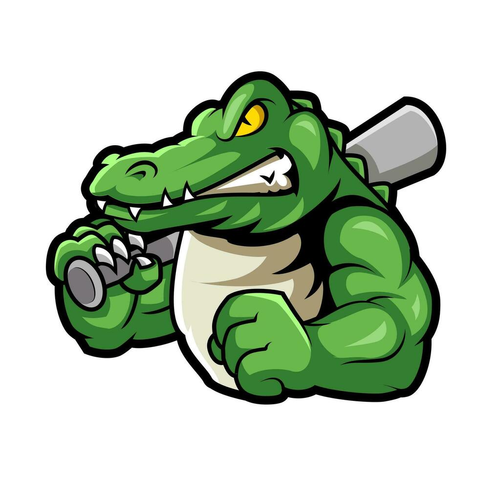 crocodile baseball mascot illustration concept vector