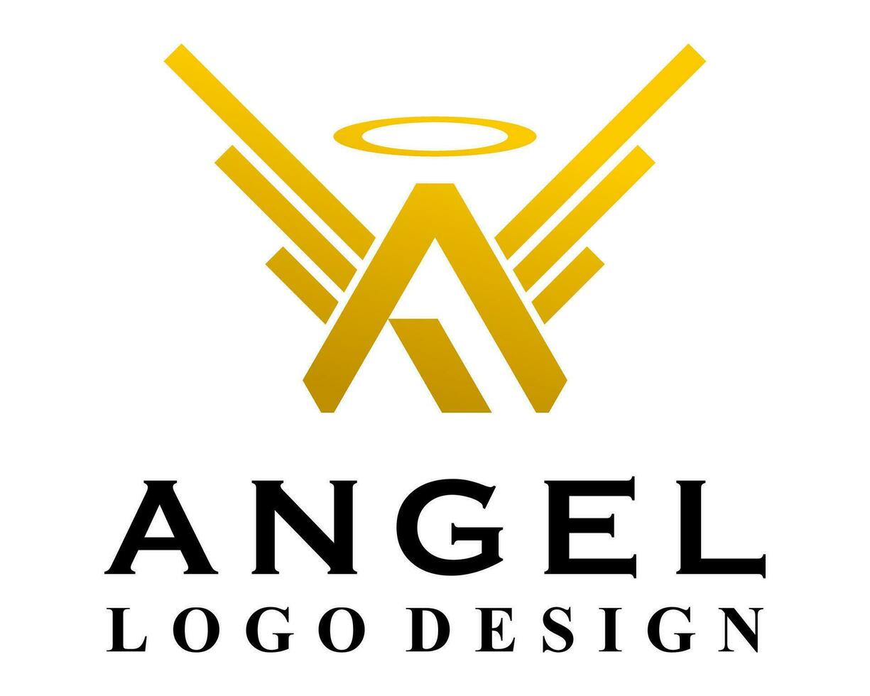 letra un monograma ángel alas logo diseño. vector