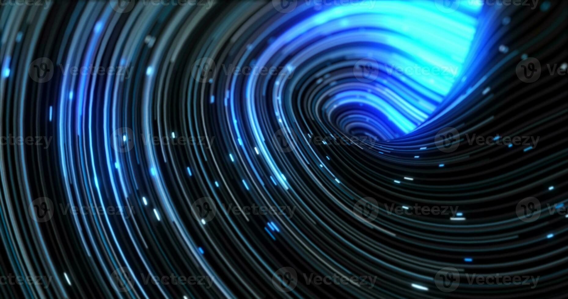 azul energía resumen arremolinándose curvo remolino líneas de brillante brillante mágico energía rayas y volador partículas antecedentes foto