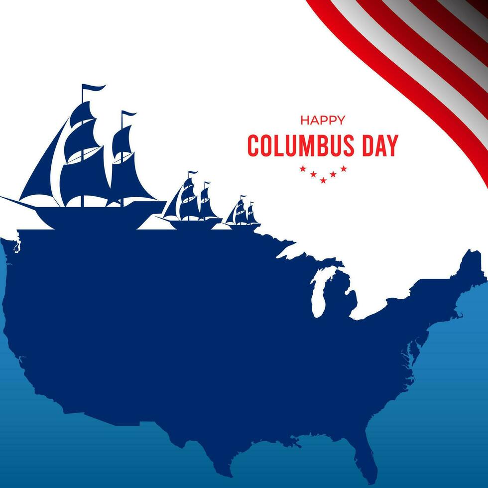 columbus day banner with usa maps and flag illustration vector