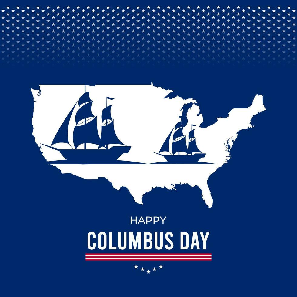 columbus day banner with usa maps and flag illustration vector