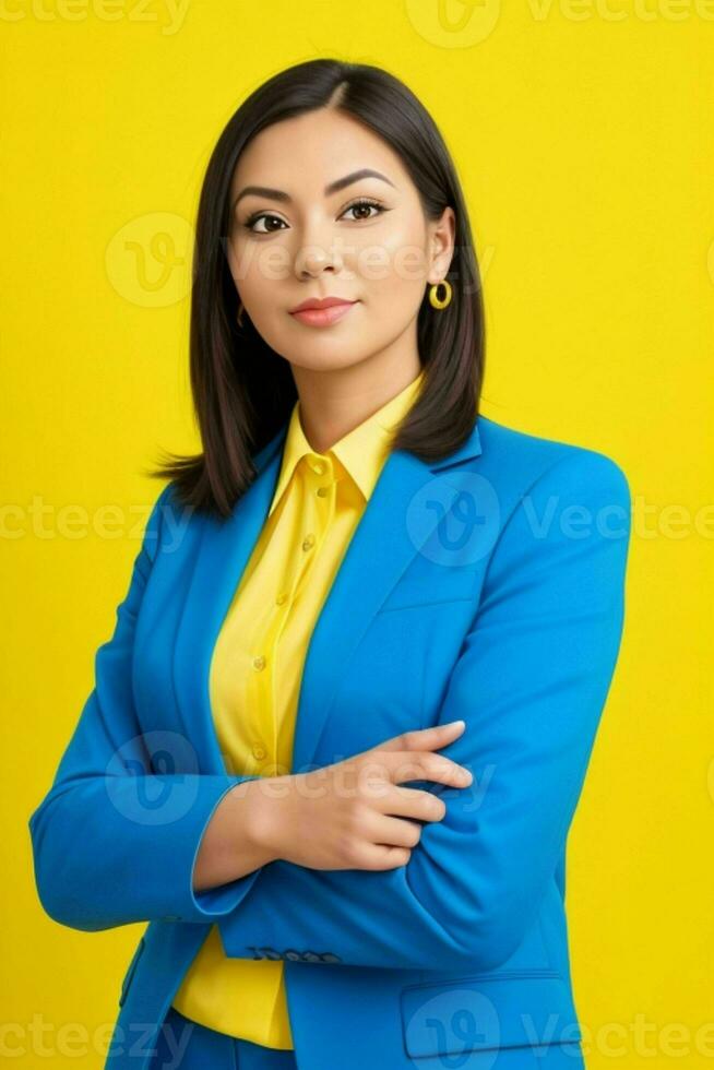 businesswoman with her arms folded photo