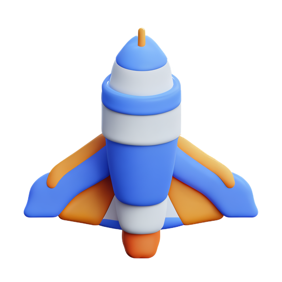 a cartoon blue and orange rocket ship on a transparent background png