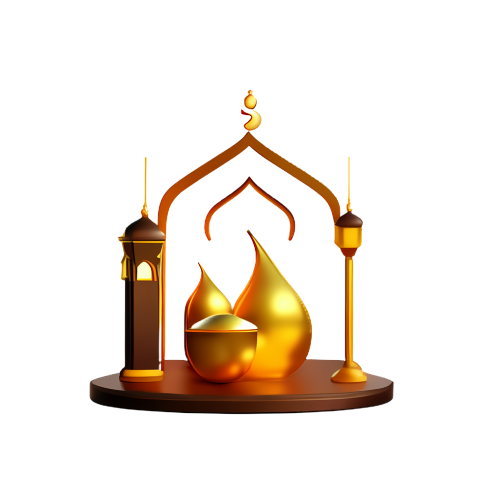 dourado mesquita com uma luminária e uma vela png