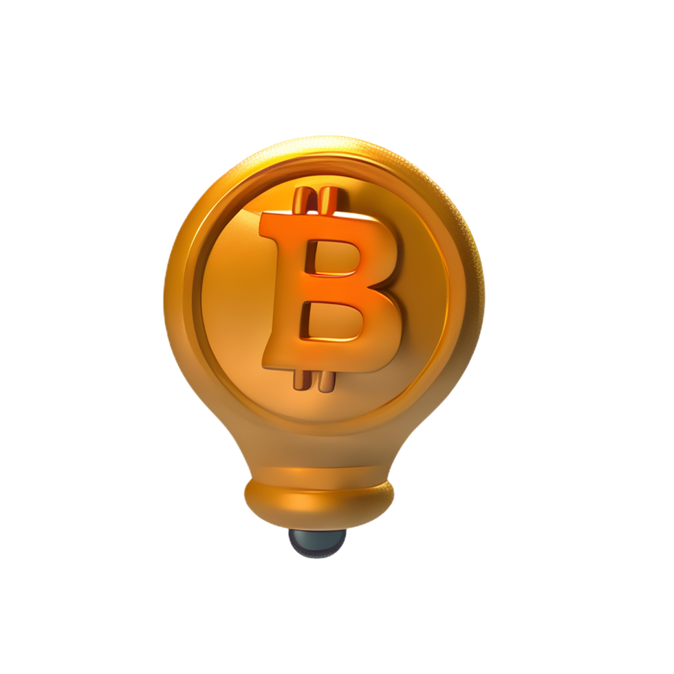 bitcoin light bulb icon isolated on transparent background png