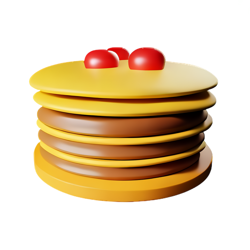 a stack of pancakes with a red cherry on top png