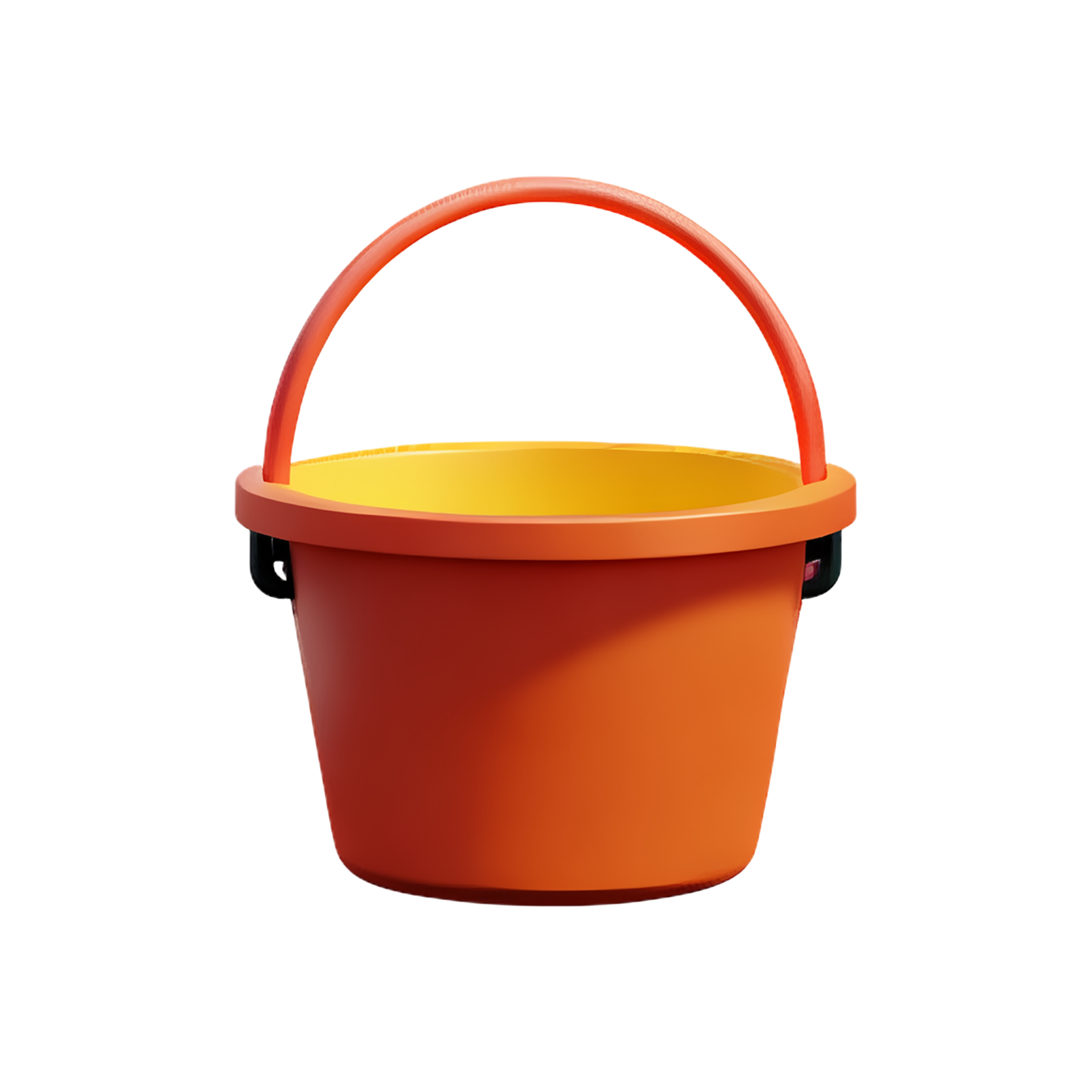 an orange bucket with a yellow handle on a white background 28027065 PNG