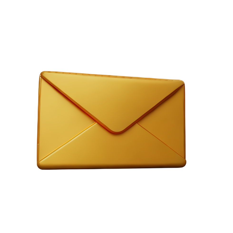 an envelope with a golden envelope on a transparent background png
