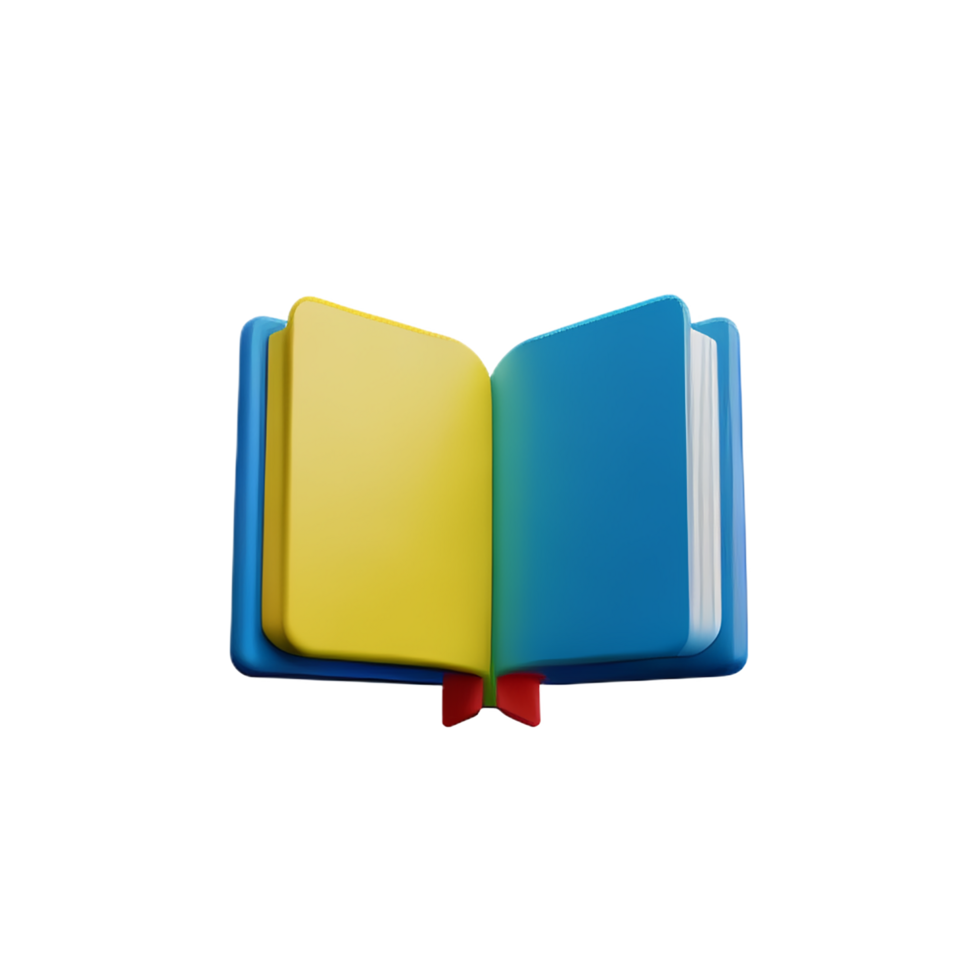 an open book with a yellow and blue cover png