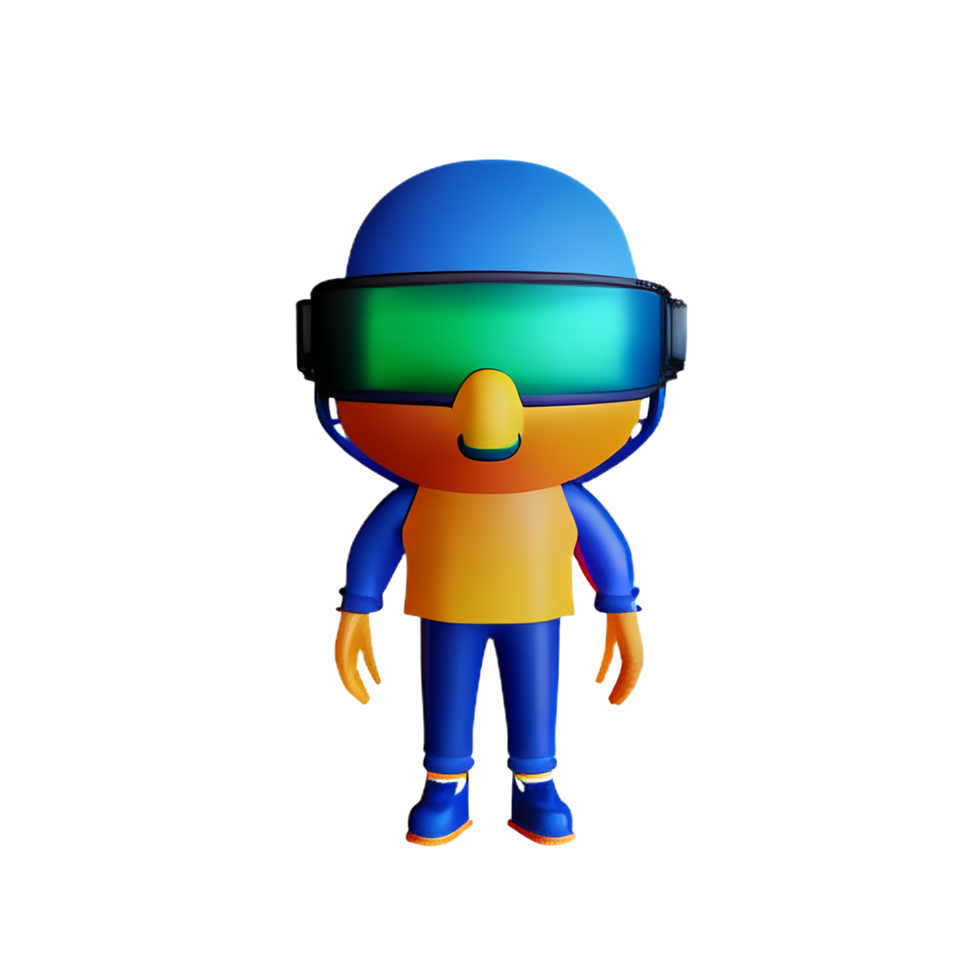a cartoon character wearing a blue and orange outfit png