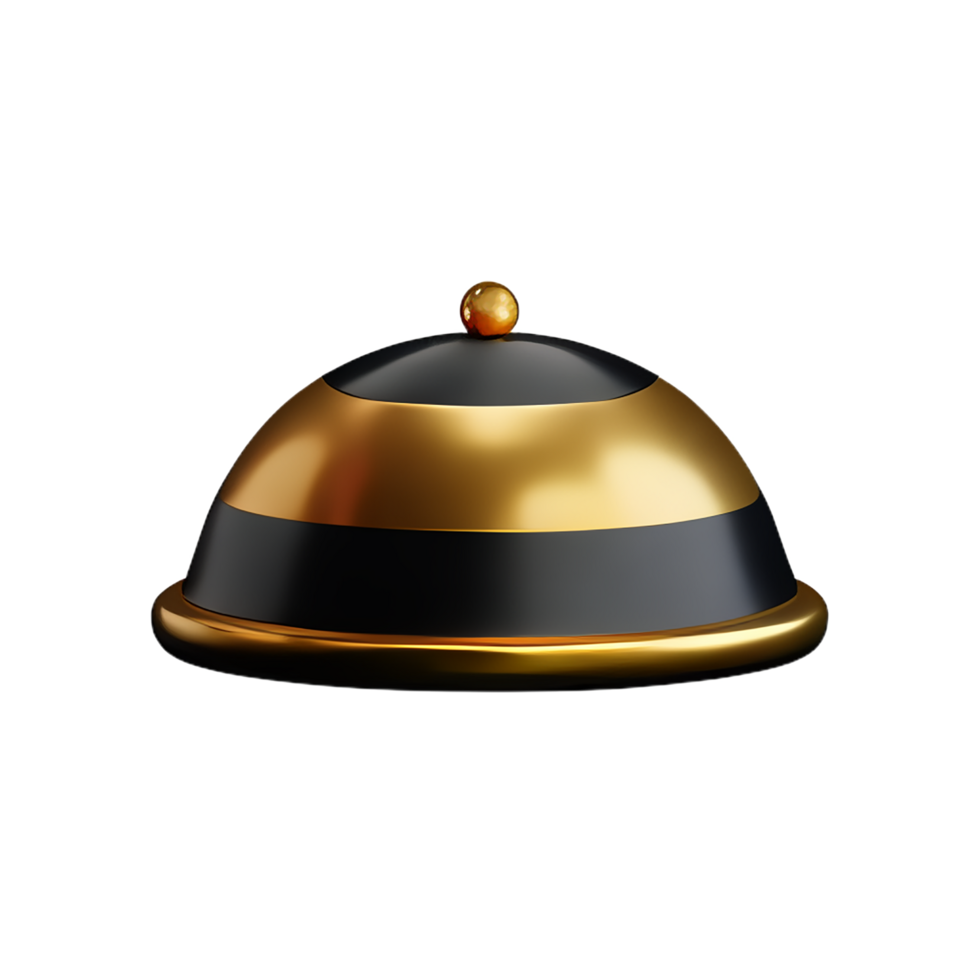 golden bell with black and white stripes on top png