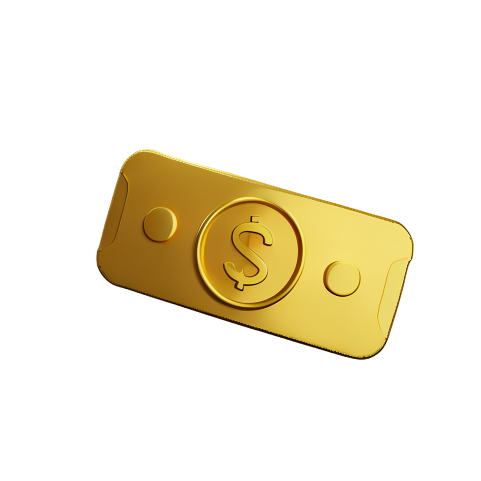 3d icono papel dólar dinero billetes de oro png