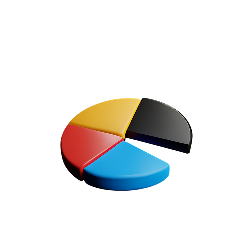 Ilustración de procesamiento aislado de negocios de gráfico circular 3d png